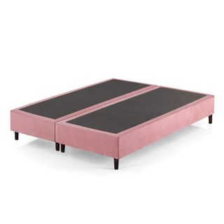 Box Denver Estrutura em Madeira Tratada Acabamento em Veludo Liso Pés de Madeira  Altura Total 37cm
