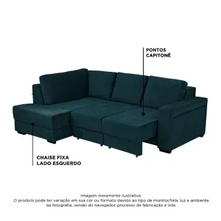 Sofá Marselha de Canto, com o assento aberto