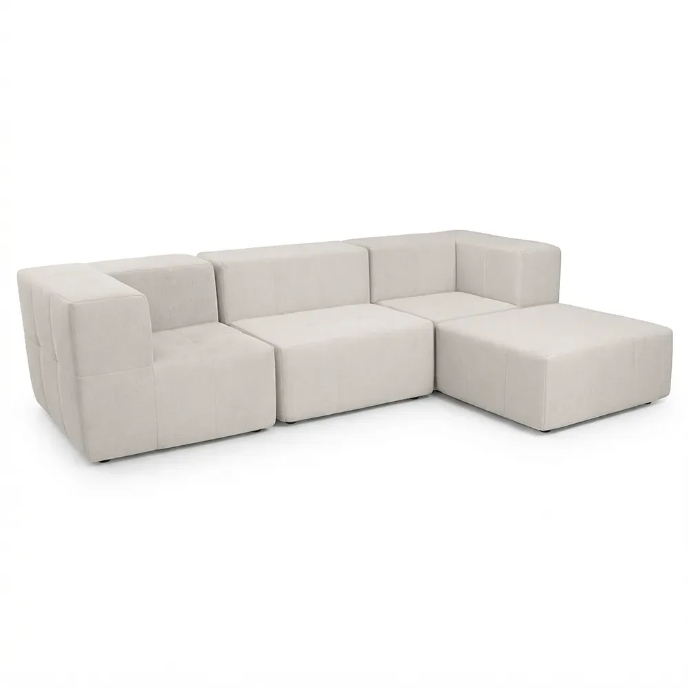 Sofá Modular Nara Komfort In Box 3 lugares com 1 puff