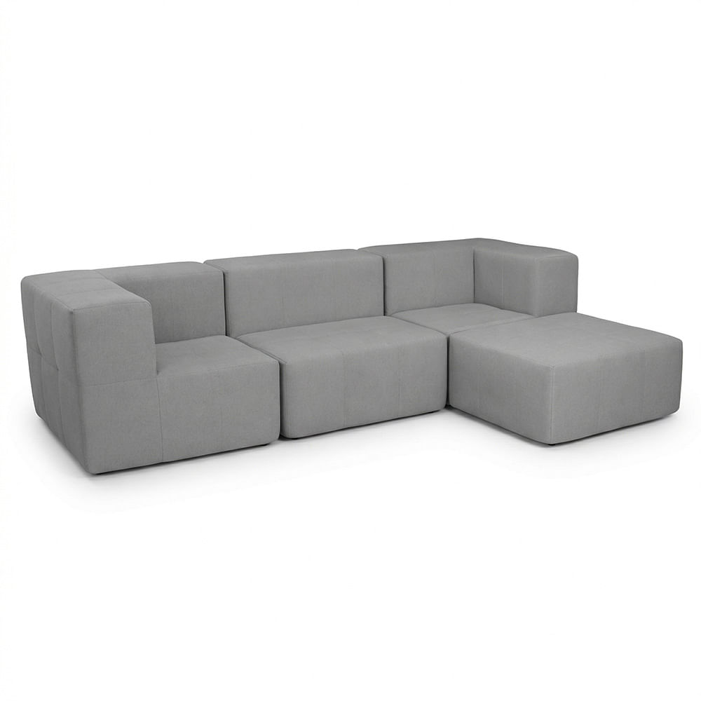 Sofá Modular Nara Komfort In Box 3 lugares com 1 puff