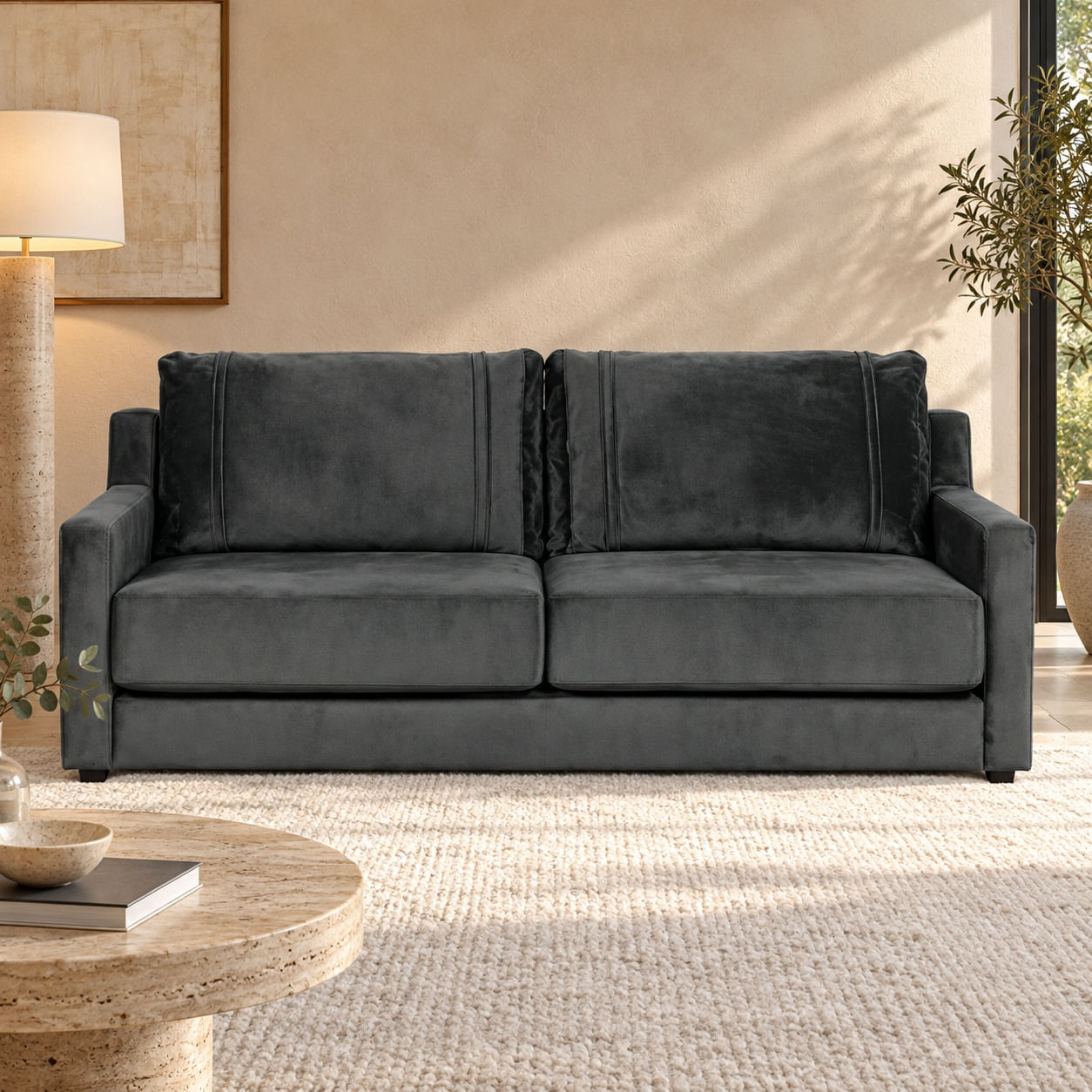 Sofa-Ibiza-208-m-Veludo-Cinza-8278-vista-frontal-em-ambiente-contemporaneo.