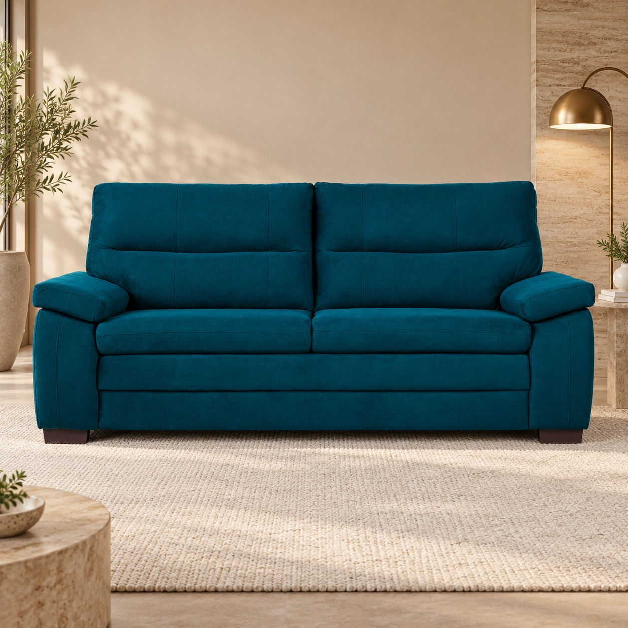 Sofa-Polonia-azul-de-frente-em-sala-ambientada.-Decoracao-nao-acompanha.