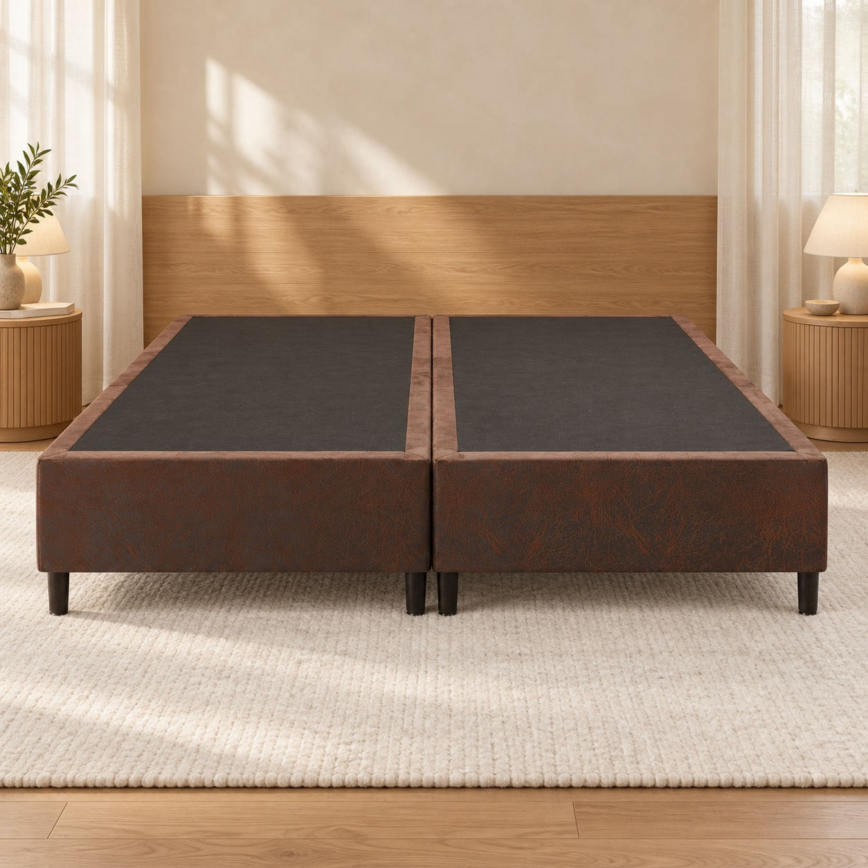 Box Royale Base com Estrutura de Madeira Tratada e Acabamento em Veludo Rústico Liso Altura 37cm