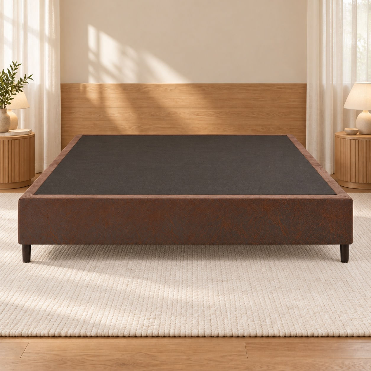 Base-Box-Royale-casal-chocolate-frontal-ambientada.-Colchao-e-decoracao-nao-acompanham.