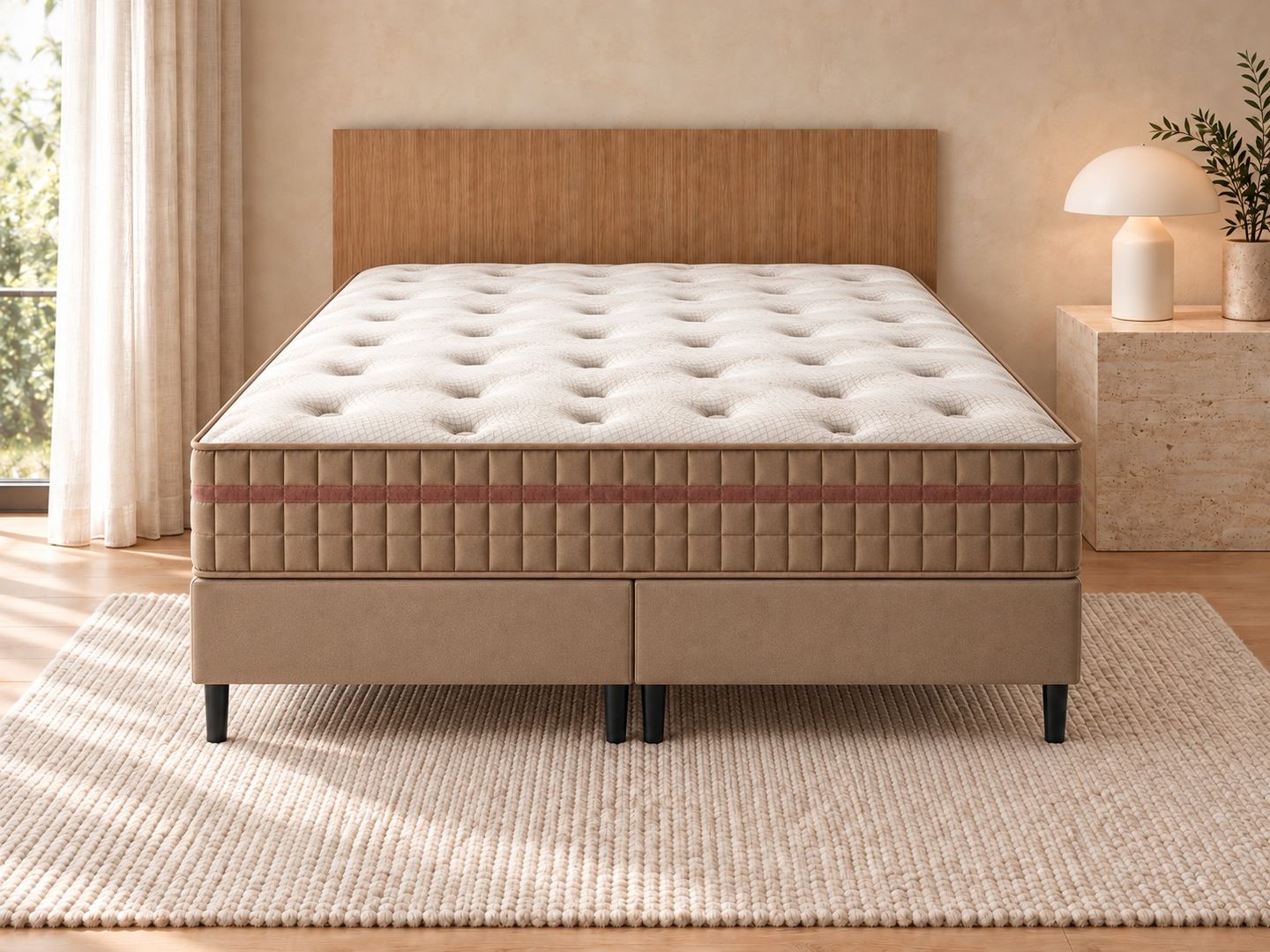 Conjunto Delicato com Box com Molas Ensacadas e Espuma de Alta Densidade D28 Médio Altura 32cm