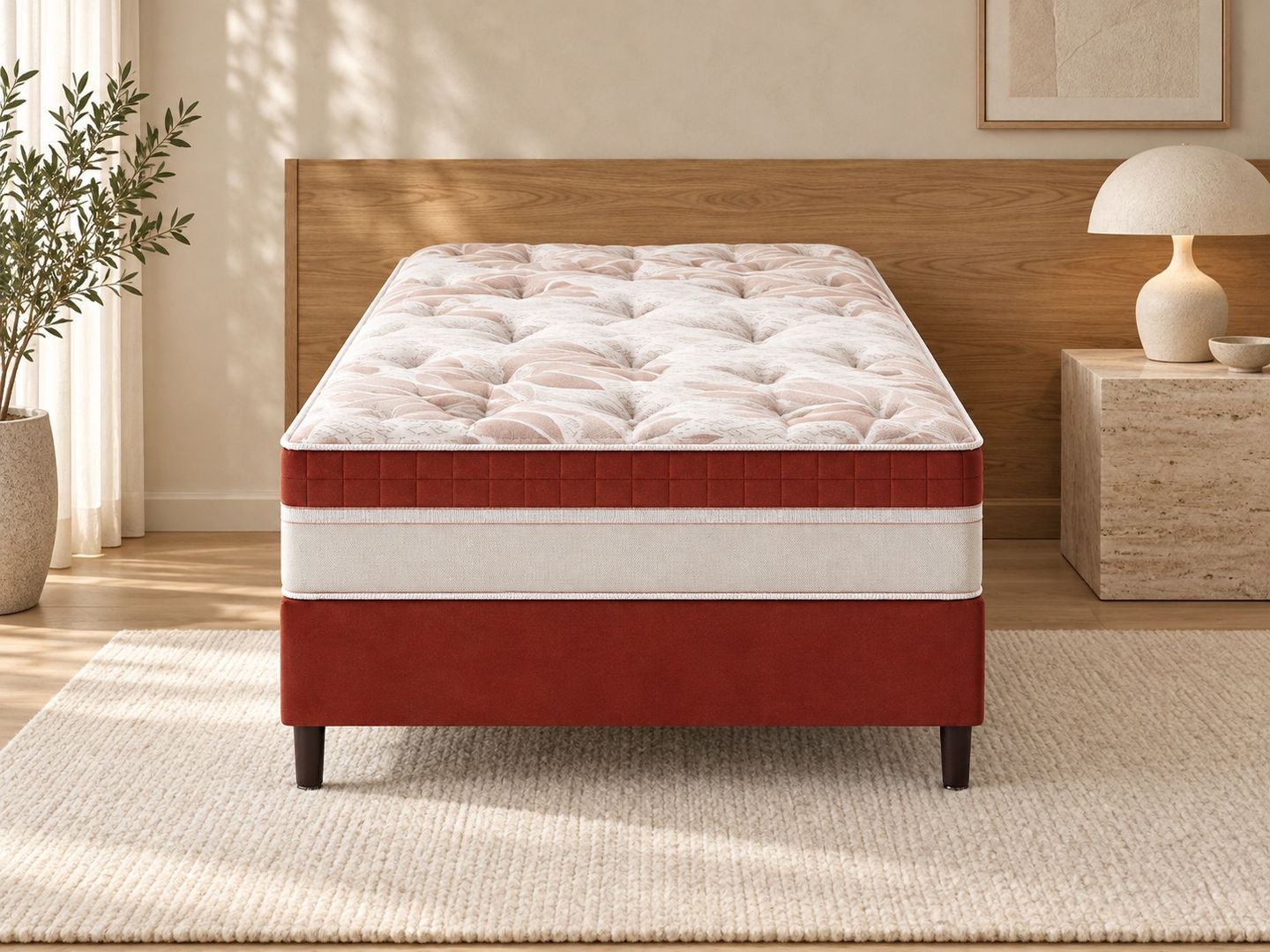 Conjunto Saara com Box 32cm Ortopédico Malha 240g/m2 Espuma HR D33  180kg por pessoa