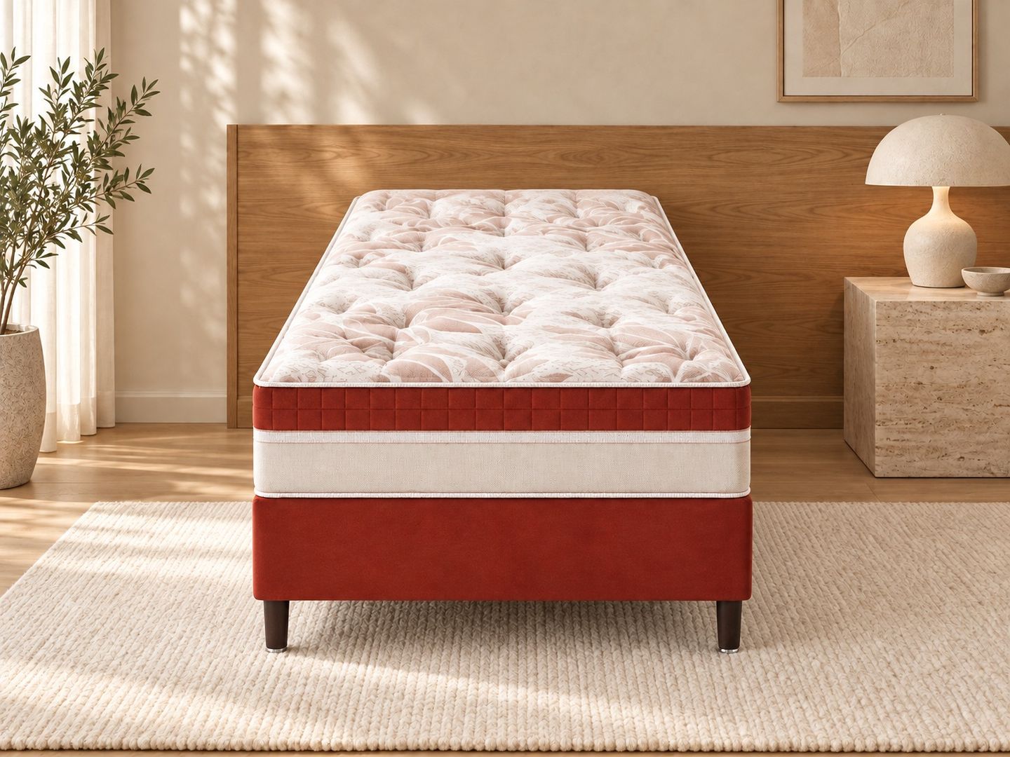 Conjunto Saara com Box 32cm Ortopédico Malha 240g/m2 Espuma HR D33  180kg por pessoa