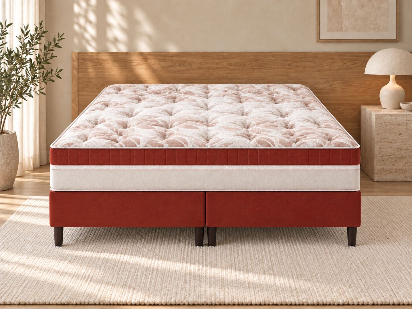 Conjunto Saara com Box 32cm Ortopédico Malha 240g/m2 Espuma HR D33  180kg por pessoa