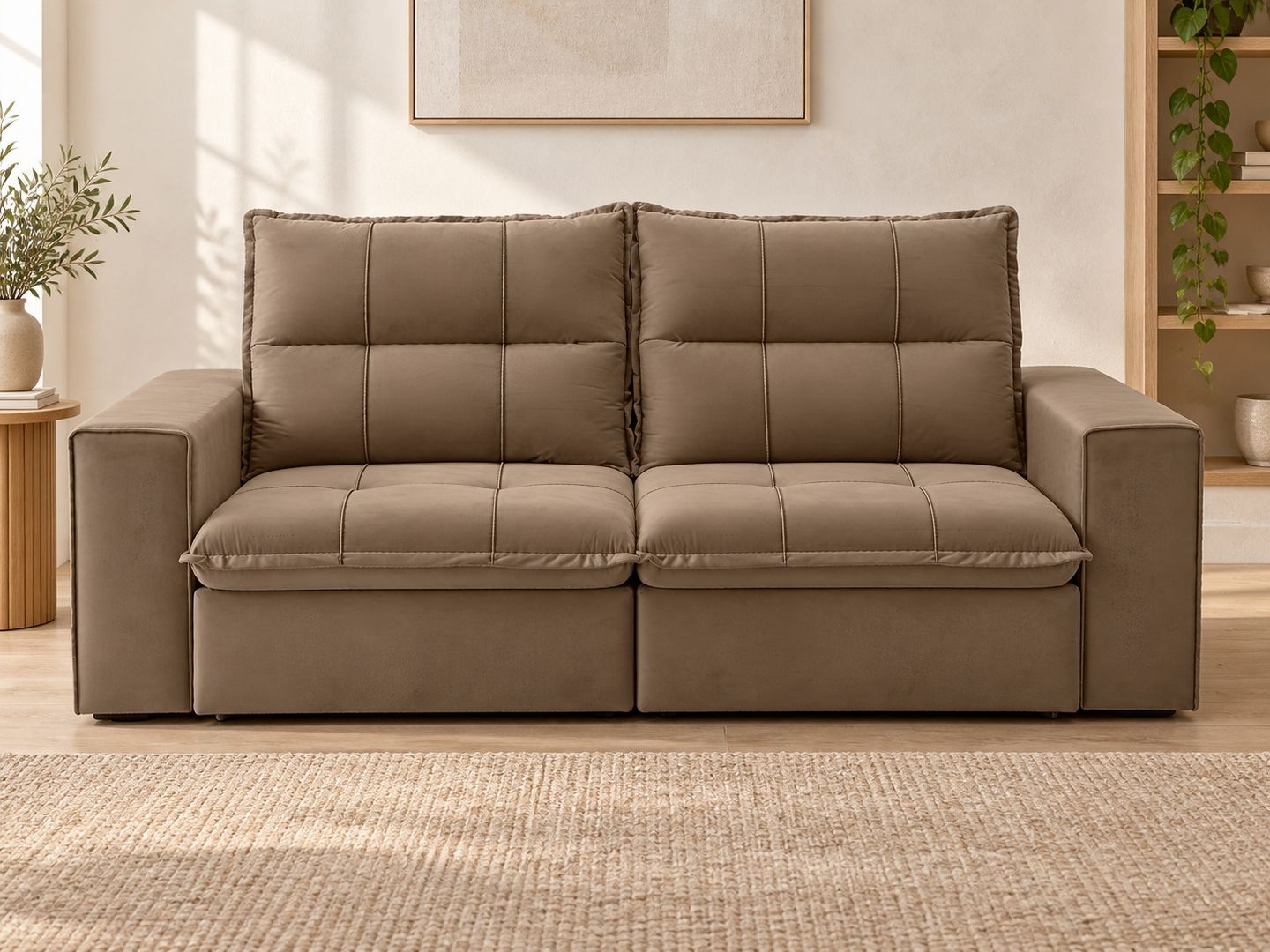 Sofa-Vilnius-marrom-9210-de-frente.-Ambientacao-ilustrativa--decoracao-nao-inclusa.