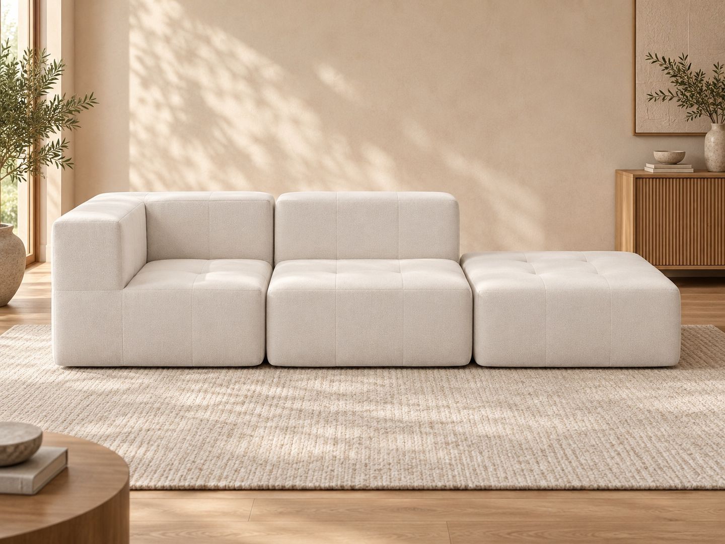 Sofá Modular Nara Komfort In Box 2 lugares com 1 puff