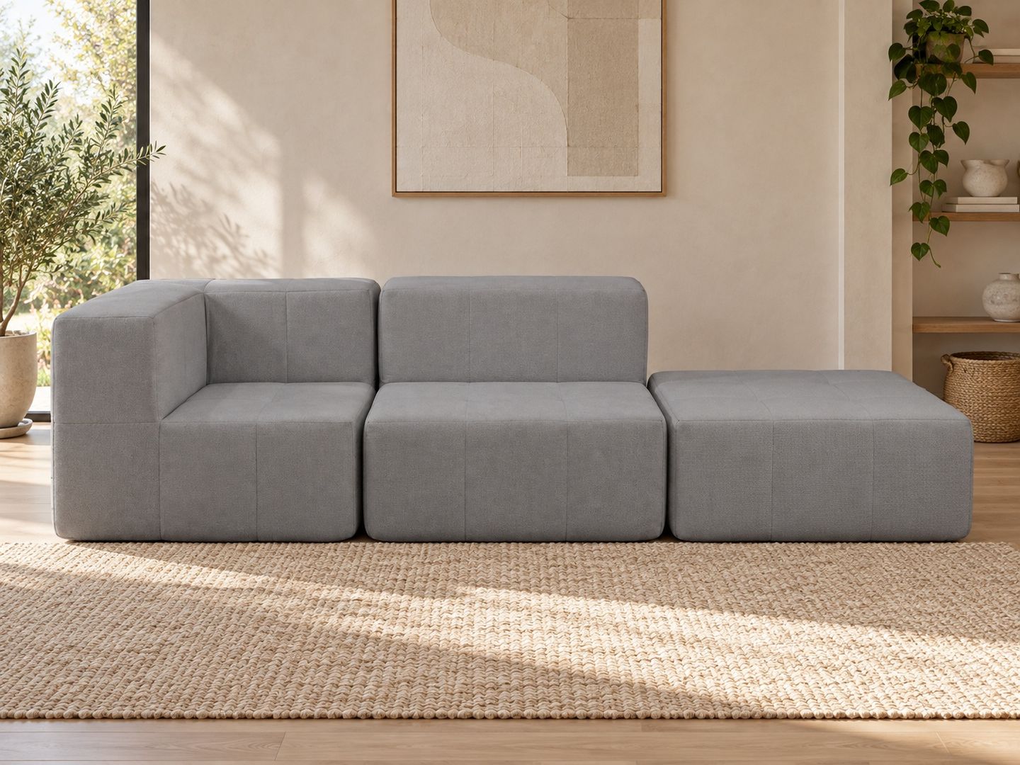 Sofá Modular Nara Komfort In Box 2 lugares com 1 puff