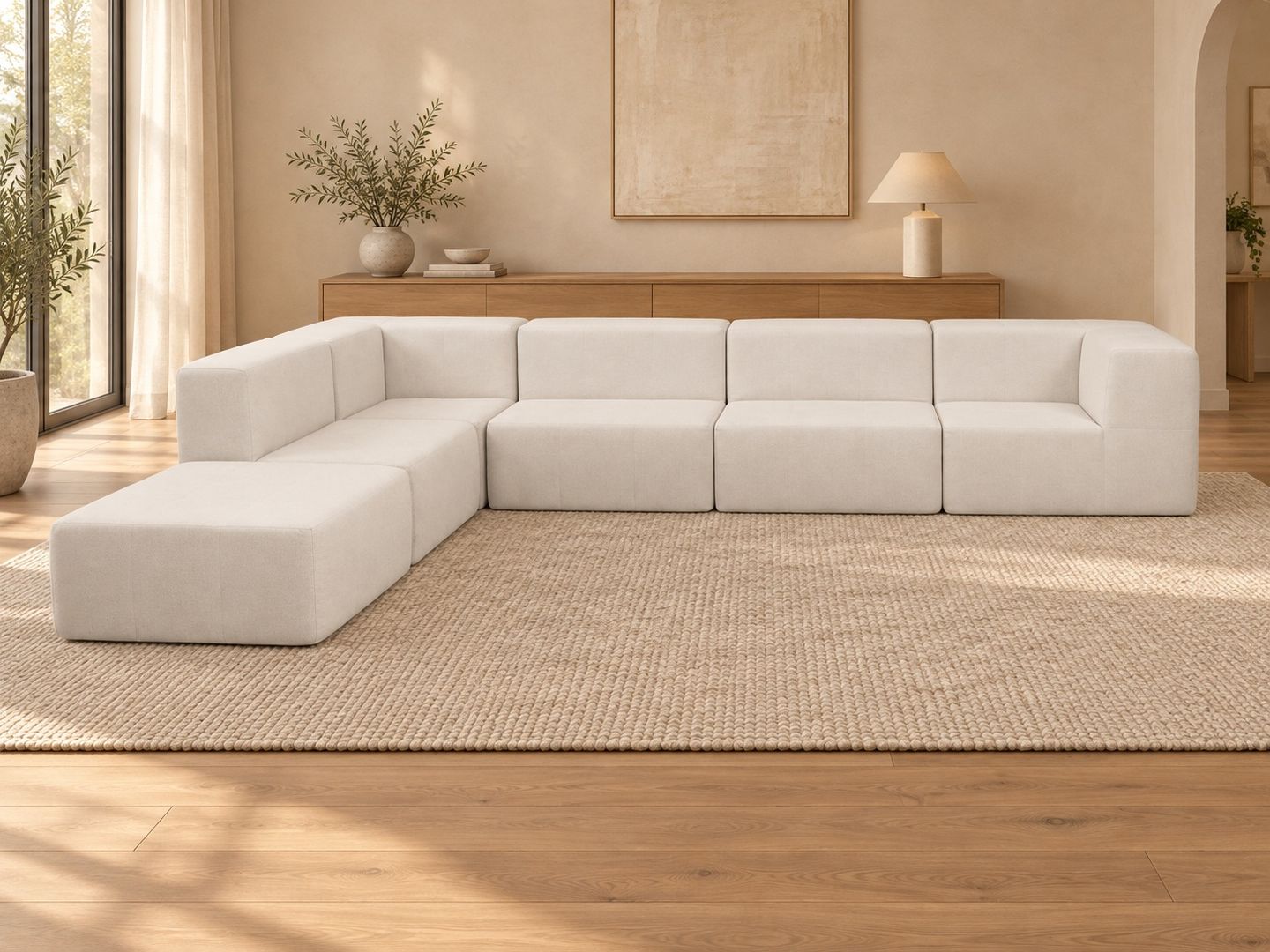 Sofá Modular Nara Komfort In Box 5 lugares com 1 puff