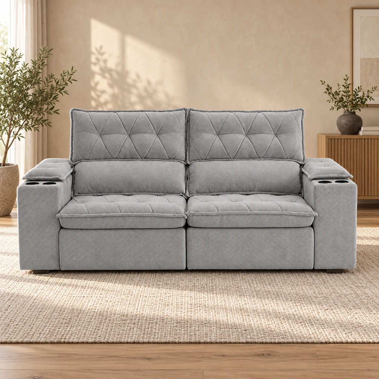Sofa-Doha-234-m-boucle-cinza-9176-de-frente-em-ambiente