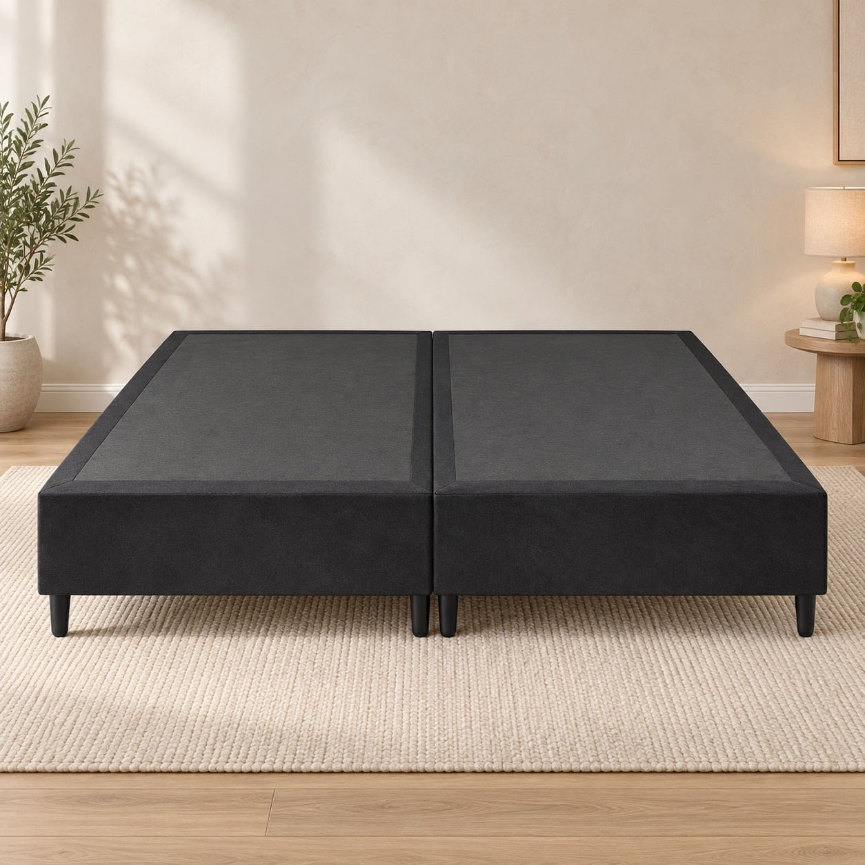 Box Leader Base com Estrutura de Madeira Tratada e Acabamento em Veludo Liso Altura Total de 37cm