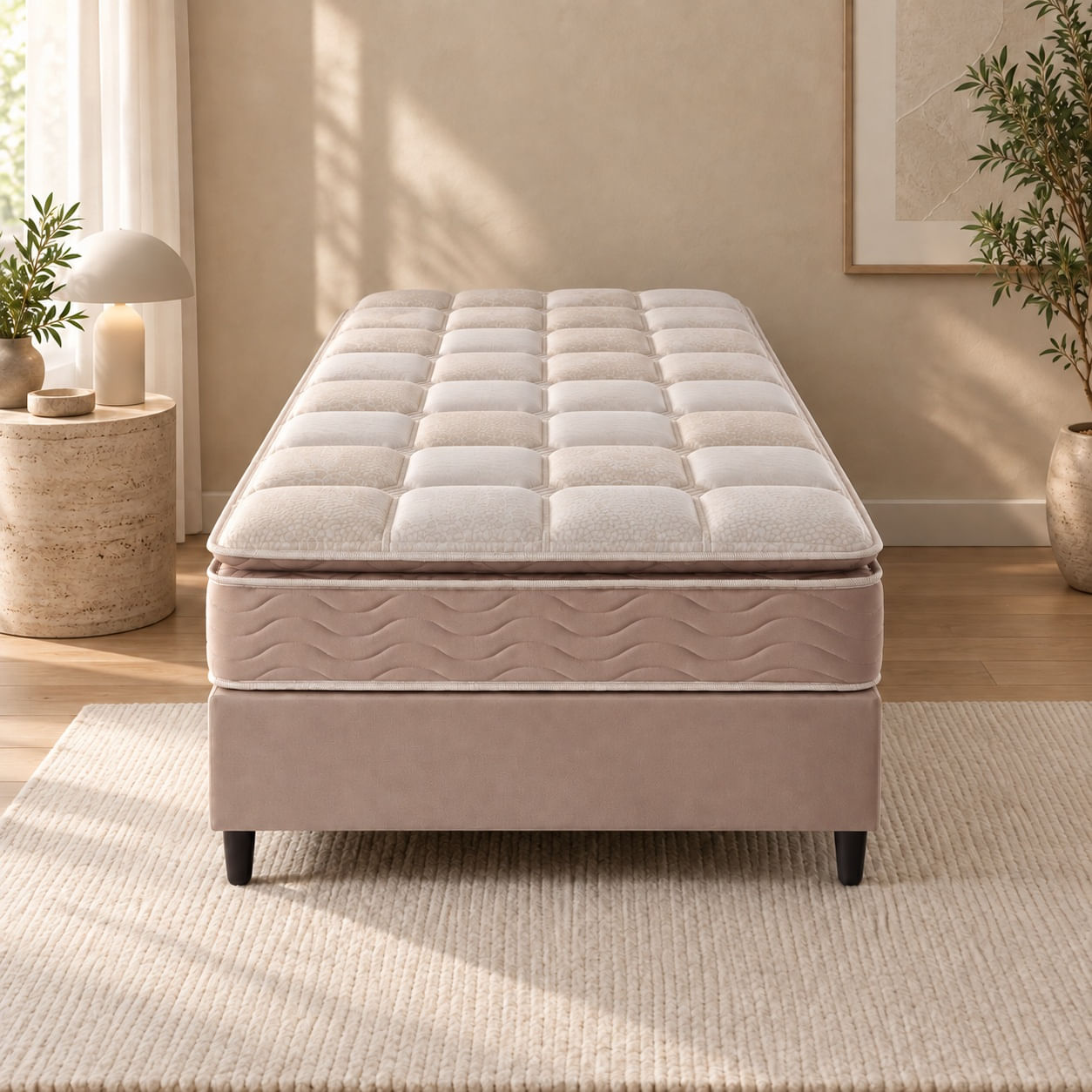 Conjunto Saara Plus com Box com Estrutura Rígida EPS e Espuma HR D33 Ortopédico Misto Altura 32cm