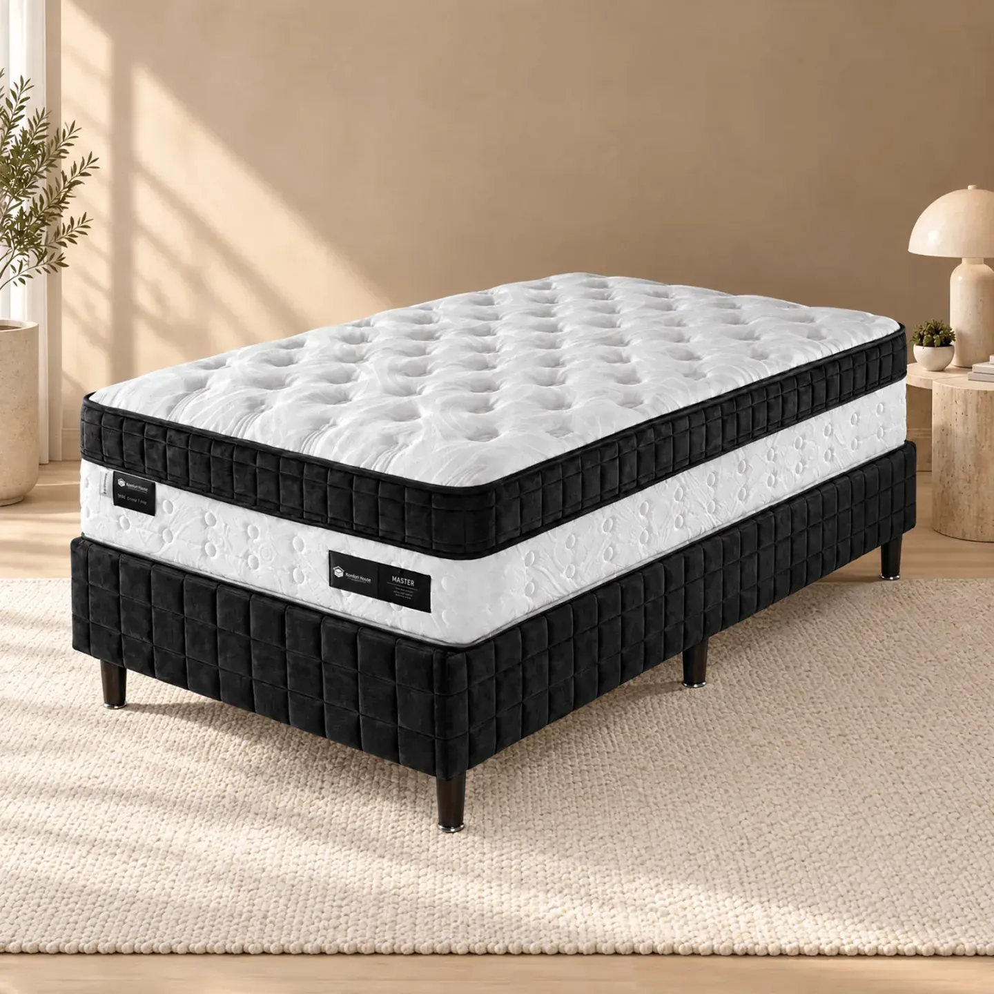 Conjunto Master Support com Box com Molas Ensacadas e Espuma HR D33 Médio Altura 36cm